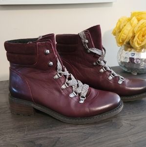 Sam Edelman Genuine Leather Ankle Boots Burgundy Size 8